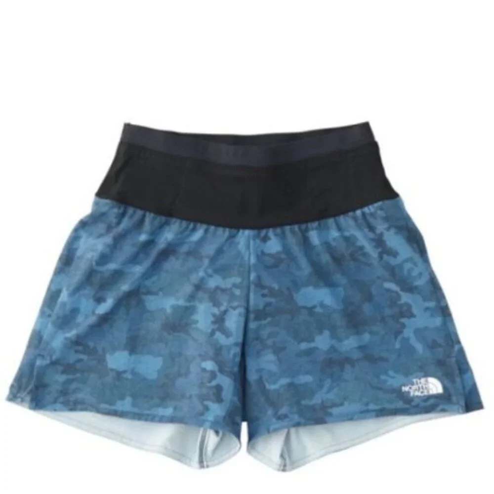 The North Face - Flyweight Active Shorts NBW91584  | Size Small: Blue Camouflage